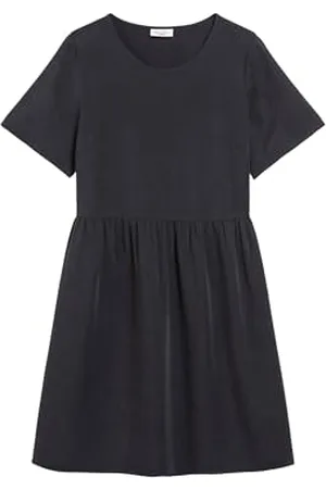 Marc O’ Polo Marc OߴPolo Denim Damen Kleid mit Rundhalsausschnitt Kurzarm, Blau , L
