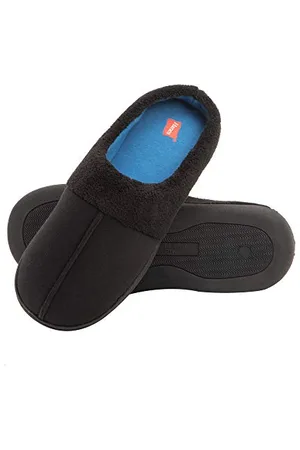 Hanes Comfort Soft Memory Foam Indoor Outdoor Clog Slipper Shoe-Herren und Jungen Hausschuh, Schwarzblau, X-Large