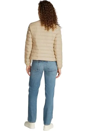 Tommy Hilfiger Damen Steppjacke Mock Neck Leicht, Beige (Sandalwood), M
