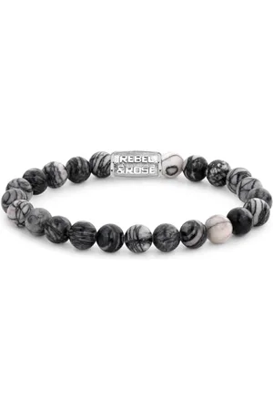 Rebel & Rose Herren Bead-Armband Black Wolf 8 mm RR-80032-S-L 19 cm