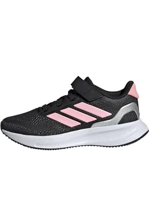 adidas RUNFALCON 5 Shoes Kids Laufschuhe, Core Black/Pink/Silver Metallic, 30.5 EU