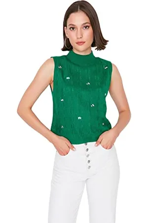 Trendyol Damen Twoaw23sv00168/Yeşil Sweater, , M EU