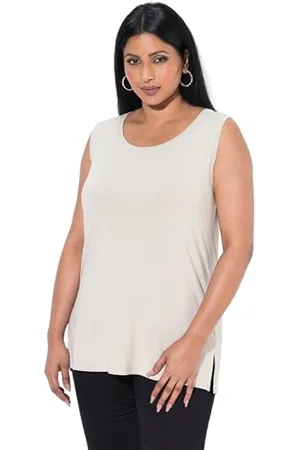 Ulla Popken Damen große Größen Übergrößen Plus Size Top, Rundhals, Classic, Stretch, breite Träger, ärmellos