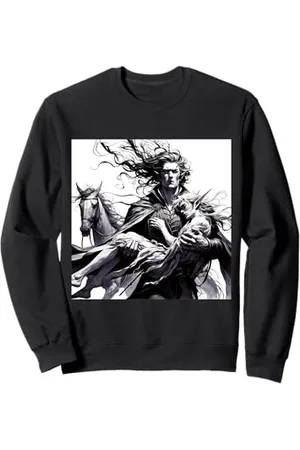 Steampunk Cool Vintage Creations Fantasy Warrior hält Mädchen in der Hand Sweatshirt