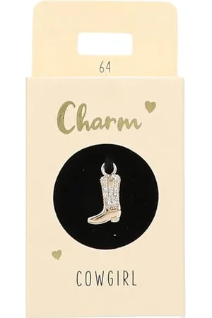 Depesche 11834-064 Charm Cowgirl, vergoldeter Anhänger für Halsketten, Armband und Ohrringe, ideal als kleines Geschenk