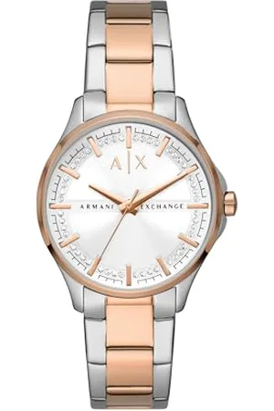 Armani Exchange Uhr für Damen , Dreizeigerwerk, 36mm 2T Silber/Rose Edelstahlgehäuse mit einem Edelstahlarmband, AX5258