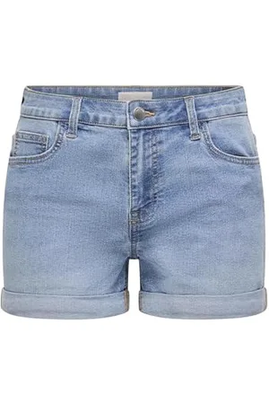 JDY Damen Jeansshorts mit Umschlag und klassischem Five-Pocket-Design, Farben: , Größe:S