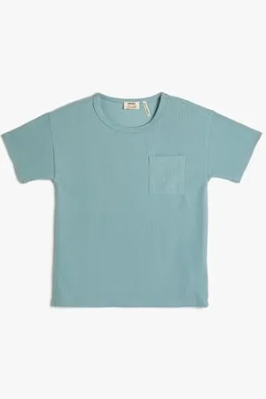 Koton Boys Basic T-Shirt Short Sleeve Crew Neck Pocket Detail Ribbed