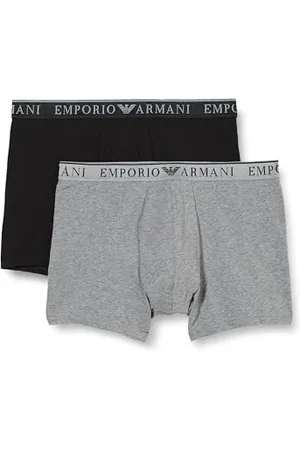 Emporio Armani Herren Stretch Cotton Endurance 2er-Pack Midwaist Boxer, MEDIUM MELANGE GRAU/SCHWARZ, M