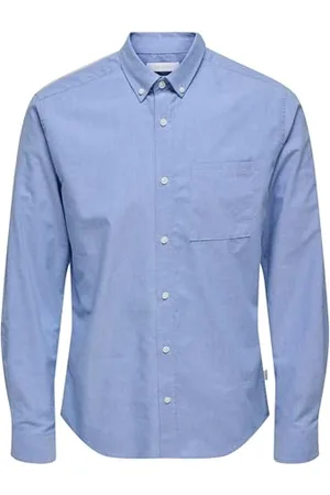 Only & Sons ONLY&SONS Herren Hemd Slim Fit Langarm Oxford Hemd stilvoll bequem Männerhemd, Farben: , Größe Hemd:S
