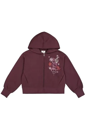 Champion Legacy Emotional Dance G (405015) – Ultraleichtes, weiches, kompaktes Fleece (240 g), Kapuzenpullover mit durchgehendem Reißverschluss, dunkles Aubergine (PPE), 9–10 Jahre (M), Mädchen HW24