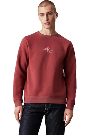 Calvin Klein Herren Sweatshirt Crew Neck ohne Kapuze, Apple Butter (Rot), M