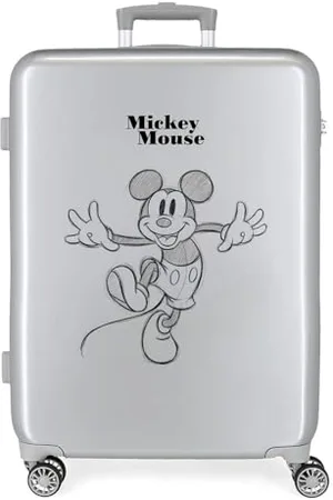 Disney 100 Joyful Happy Mittelgroßer Koffer, Grau, 48 x 70 x 26 cm, starres ABS, integrierter TSA-Verschluss, 81 l, 4 kg, 4 Doppelräder