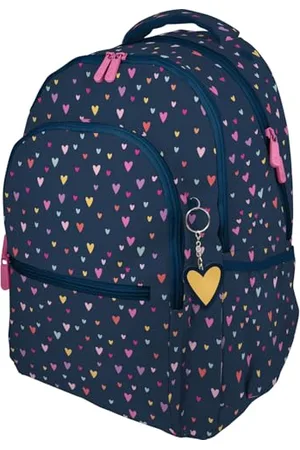 Grafoplas Schulrucksack mit drei Fächern, 33 x 46 x 22,5 cm, 30 Liter, gepolsterter Laptopbereich, Modell Roomy, Herz-Design, Bits & Bobs Pop Up Design, perfekt für Schulbedarf, , L, Für die