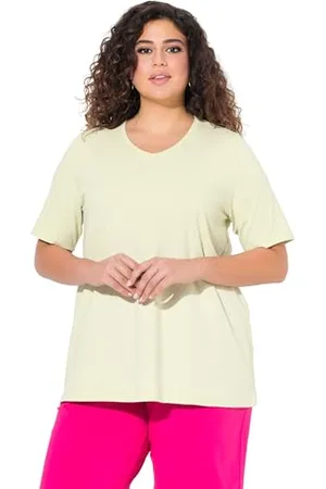 Ulla Popken Damen große Größen Übergrößen Plus Size T-Shirt, A-Linie, V-Ausschnitt, Halbarm