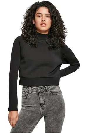 Urban classics Damen TB3782-Ladies Interlock Short Turtleneck Crew Sweatshirts, Black, S