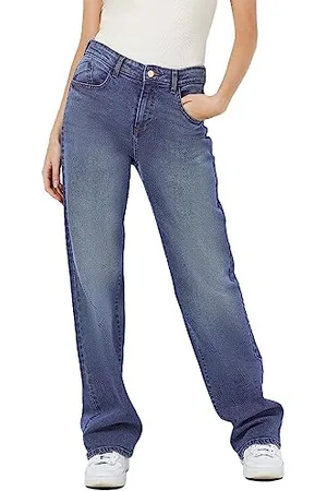 Noisy May Straight Fit Jeans Regular Waist Denim Weite Hose mit Reißverschluss NMYOLANDA, Farben: ,Größe Damen:W28 L34,Z - Länge L30/32/34/36/38:L34