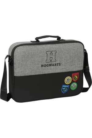 Safta HARRY POTTER HOUSE OF CHAMPIONS - Außerschule Geldbörse, Aktentasche, Umhängetasche, bequem und vielseitig, Qualität und Widerstandsfähigkeit, 38 x 6 x 28 cm, Grau Melange/Schwarz, Grau/Schwarz