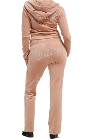 Juicy Couture Damen Tina Track Pant samtige Sweathose Trainingshose mit Kordelzug Jogger für Sport Freizeit Fitness in verschi. Farben Lässige Hose, CAFÉ AU Lait, M