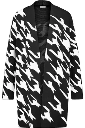 Gerry Weber Damen Offener Longcardigan in Jacquard-Strick Langarm kariert, Jacquard 40