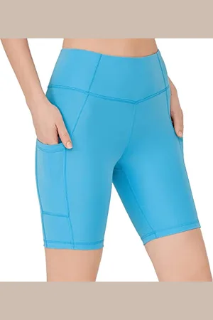 LOS OJOS Radlerhose Damen - Laufhosen kurz für Damen mit Taschen - hoch taillierte Biker - Yoga- und Laufshorts Damen kurz