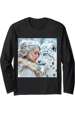 Steampunk Cool Vintage Creations Fantasy Girl Weißer Leopard Langarmshirt