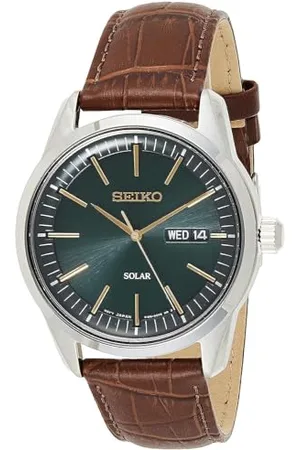 Seiko Herren Analog Solarbetrieben Uhr mit Leder Armband SNE529P1