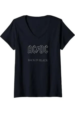 AC/DC Damen — Albumcover von Back in Black T-Shirt mit V-Ausschnitt