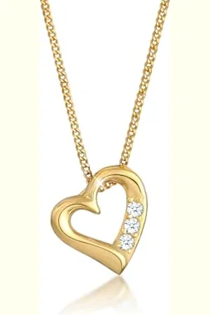 DIAMORE Elli DIAMONDS Halskette Damen Herz Liebe mit Diamant (0.045 ct.) in 585 Gelbgold