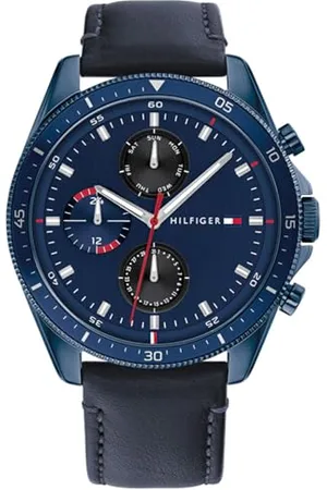 Tommy Hilfiger Multi Zifferblatt Quarz Uhr für Herren mit Blaues Lederarmband - 1791839