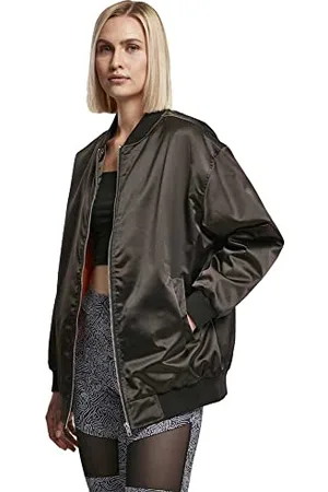 Urban classics Damen Ladies Oversized Satin Bomber Jacket Jacke, Black, XXL