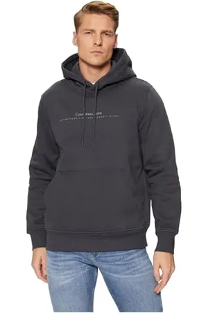 Calvin Klein Herren Hoodie Minimal Logo mit Kapuze, Grau , M