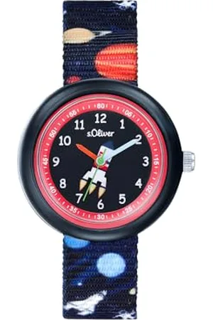 QS by s.Oliver Armbanduhr Jungen Kinder Quarzuhr Analog, mit Nylon Armband, Mehrfarbig, wasserfest Wasserdicht, Kommt in Uhren Geschenk Box, 2037722
