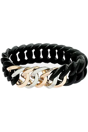 the rubz Pulsera 100178 Negro Gris Silicona Acero Inoxidable Acero/Silicona