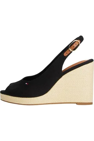 Tommy Hilfiger Damen Wedge Sandalen Flag High Slingback mit Knöchelriemen, (Black), 39