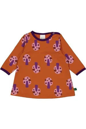 Green Cotton Baby - Mädchen Vibes L/S Dress, Marmalade/Sonic Purple/Pink Haze, 68 EU