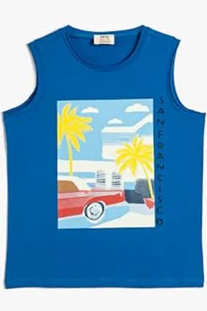 Koton Boys Tank Top Printed Sleeveless Crew Neck Cotton