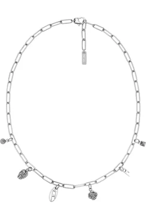 Diesel Herren Silber-Ton Edelstahl Halskette, DX1605040