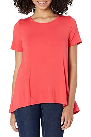 Amazon Damen Kurzärmliges Swing-T-Shirt mit U-Ausschnitt und lockerer Passform (in Übergröße erhältlich), , XL