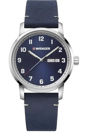 Wenger Herren Armbanduhr Attitude Ø 42 mm, Swiss Made, Analog Quarz, Wasserdicht bis 100 m, Leder-Armband, , 01.1541.115
