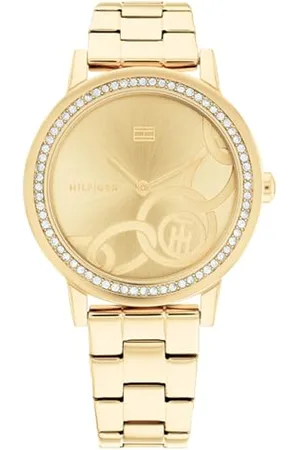 Tommy Hilfiger Analog Quarzuhr für Damen mit Gelbgoldfarbenes Edelstahlarmband - 1782437