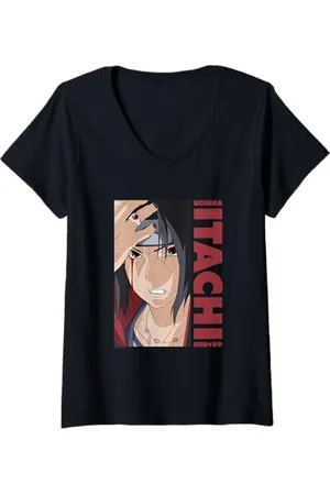 Naruto Damen Shippuden Itachi Block und Name T-Shirt mit V-Ausschnitt