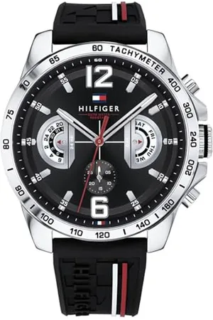 Tommy Hilfiger Multi Zifferblatt Quarz Uhr für Herren mit Schwarzes Silikonarmband - 1791473