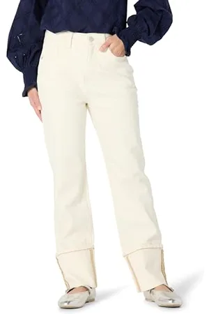 THE DROP Belle Foldover Straight Leg Jeans, , 33