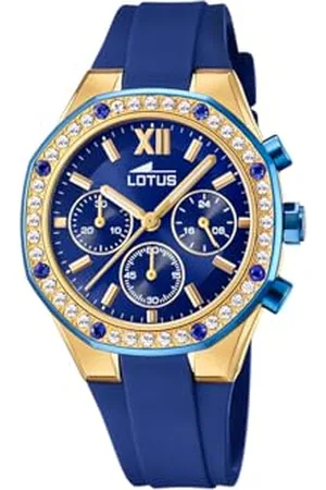 Lotus Damen Armbanduhr aus Edelstahl und Silikon mit Glassteinen in der Farbe 38mm, Wasserdichtigkeit: 5 Bar, 18876/1