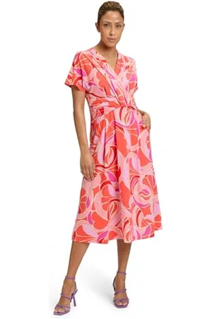 Betty Barclay Damen Jerseykleid mit überschnittenen Ärmeln Red/Rosè,42
