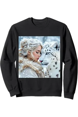 Steampunk Cool Vintage Creations Fantasy Girl Weißer Leopard Sweatshirt