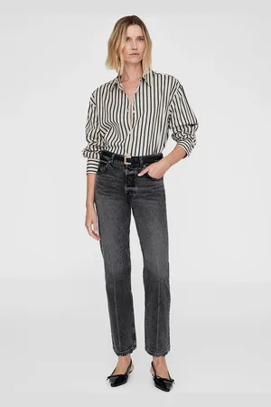 ANINE BING Plaza Shirt in And Tan Stripe
