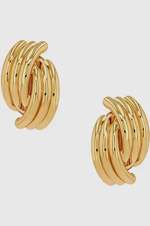 ANINE BING Crossover Ribbed Earrings in Gold