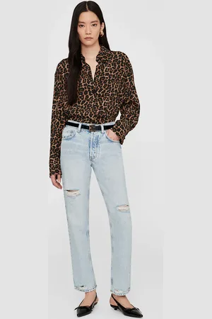 ANINE BING Bridget Shirt in And Brown Leopard